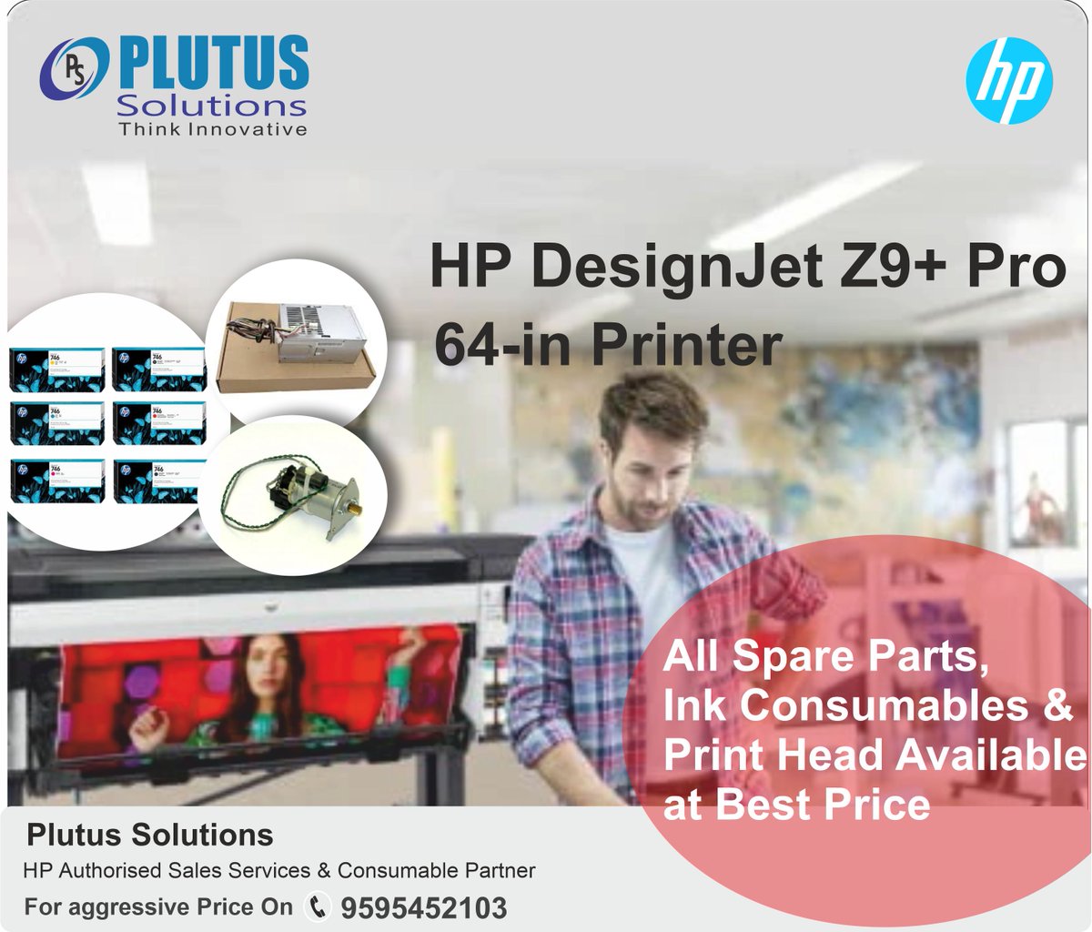 Global_5_Tech's tweet image. HP DesignJet Z9+ Pro 64-in Printer -Amaze your clients delivering the highest professional-photo quality prints with the widest gamut.
 Also Ink COnsumables, Print Head, All Spare Parts available at best price. For aggressive price call us on 9595452103
#HPPlotter #HPPrinter