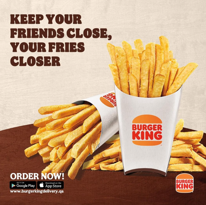 BurgerKingQatar's tweet photo. Fries > frie-nds https://t.co/IVqbp4Fdae