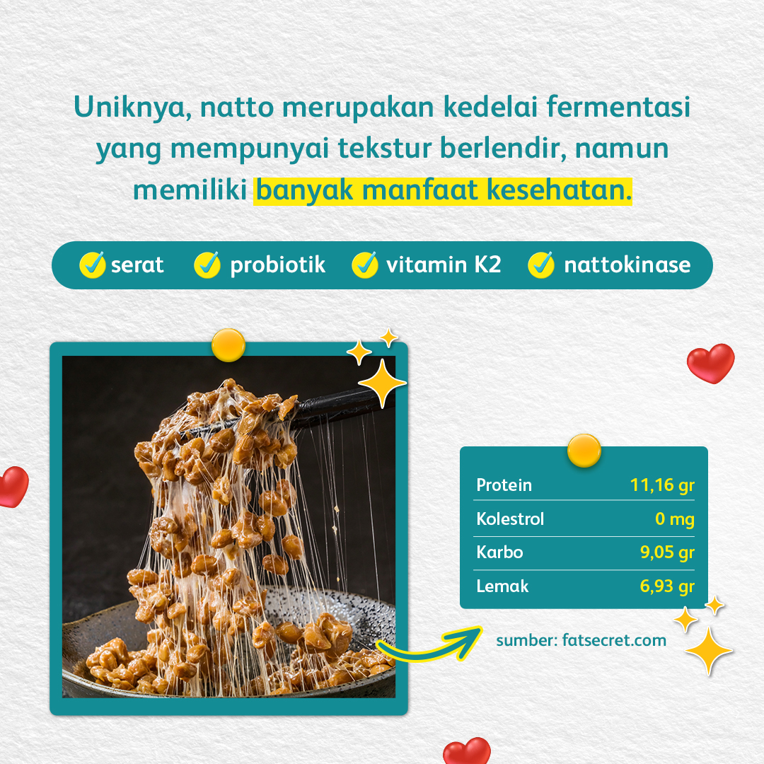 NutriveBenecol's tweet photo. Beruntunglah kamu Nattolovers, karena Natto punya manfaat kesehatan dari berbagai kandungan baik di dalamnya!

Yang belum cobain, yakin masih gengsi gak mau cobain?😌 Jangan lupa abis itu minum Nutrive Benecol ya 💕

#NutriveBenecolAja #BacaLabelSebelumMembeli #SolusiKhilafMakan https://t.co/wTPnTs7bnt