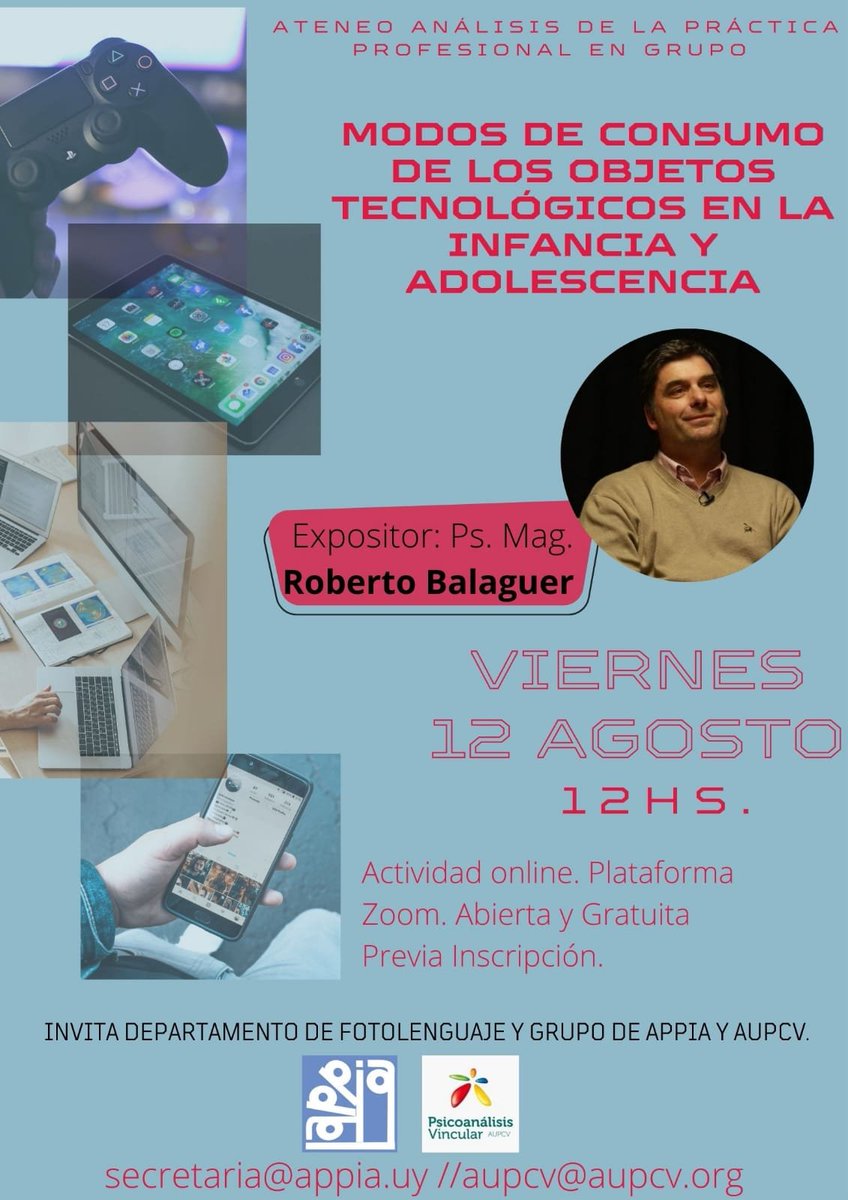 Este viernes 12 de agosto ateneo.                 
Organizado por APPIA y AUPCV. 

ENTRADA libre.