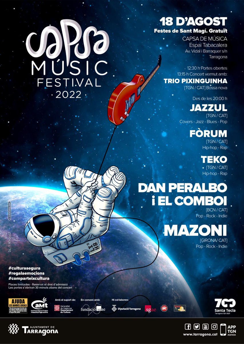 musicstgn's tweet photo. 23 CAPSA MÚSIC FESTIVAL DEL #POP AL #RAP #MÚSICA PER TOTS ELS PALADARS #SantMagí2022 #aMt #CapsadeMúsica #CMF22 #gratuït #TRIOPIXINGUINHA #Bossa #JAZZUL #Jazz #FÒRUM #Hiphop #TEKO #DANPERALBOiELCOMBOI #Rock #MAZONI #Indie #CULTURASEGURA #REGALAEMOCIONS #live #musics #musicians https://t.co/S93QVw2a9c