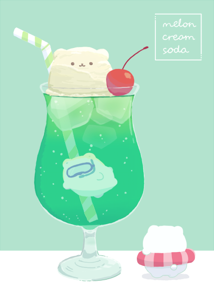 もなかもち メロンクリームソーダ ゆるいイラスト 食べ物イラスト Illustration T Co Lyd3lpwsjw Twitter