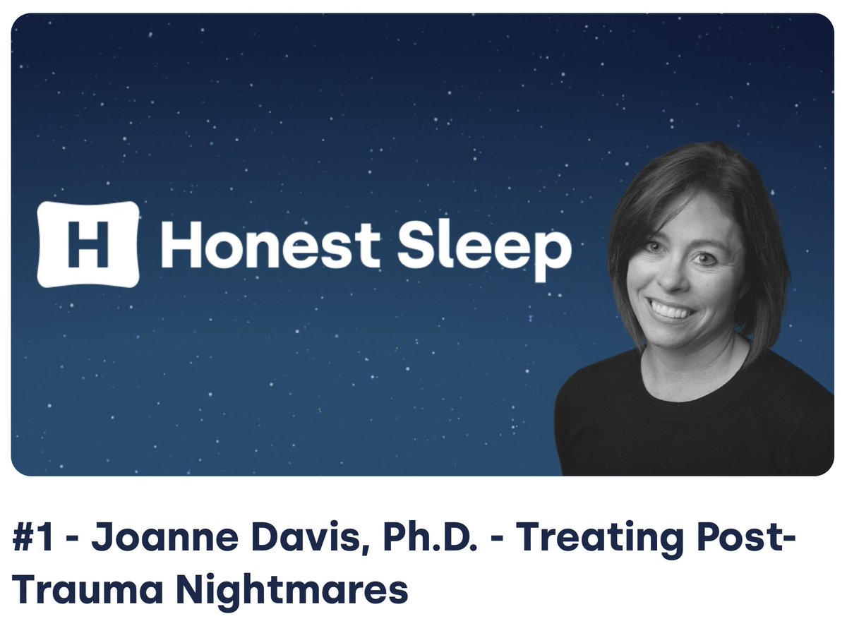 HonestSleepLLC's tweet photo. So great to chat w/ Dr. Joanne Davis about treating post-#trauma #nightmares, #PTSD, #Insomnia, #Mentalhealth, #DBT, and much more for the 1st episode of the Honest Sleep Podcast! https://t.co/UIUuwnsXjL https://t.co/xCUbLmFQyp