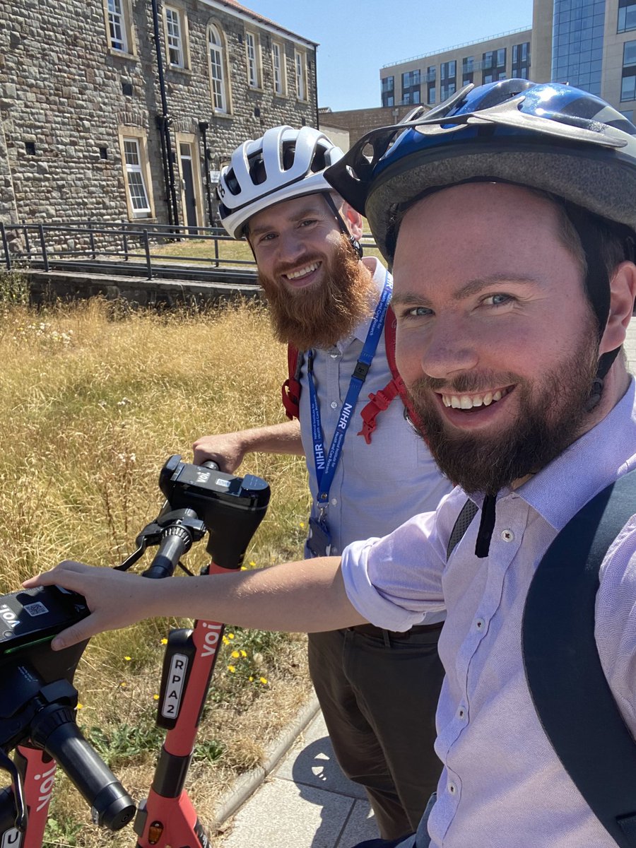 A enjoyable trip to <a href="/ResearchNBT/">Research at North Bristol NHS Trust</a> <a href="/NorthBristolNHS/">North Bristol NHS Trust</a> to see <a href="/debbie_warbrick/">Debbie Warbrick</a> @HLewisWhite earlier today! Inspired by our discussion on the environmental impact of research, we modelled this on the way home! 🛴 Thank you for lunch <a href="/rudgy/">Carole Rudge 🇺🇦 💙🏳️‍🌈</a> ⭐️