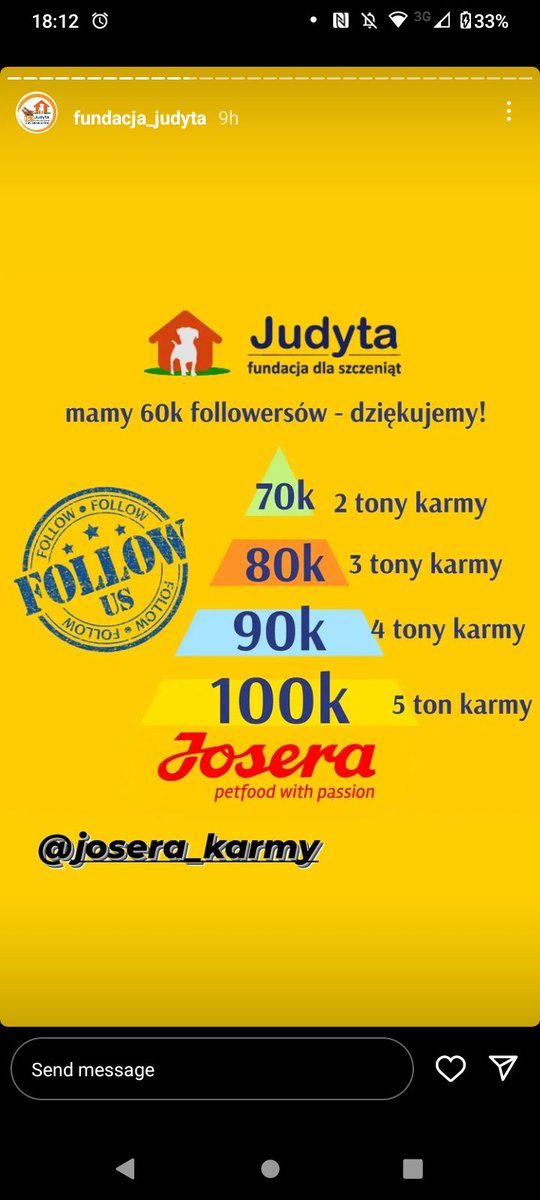 kolkwicja's tweet image. wiem, ze mam male zasiegi, ale fundacja Judyta zajmująca się 400 psami, w tym tymi z niepełnosprawnościami, moze otrzymać 5 ton karmy, jesli uzbiera 100k followersow na ig, dlatego leccie obserwowac ten profil i podawajacie to dalej!