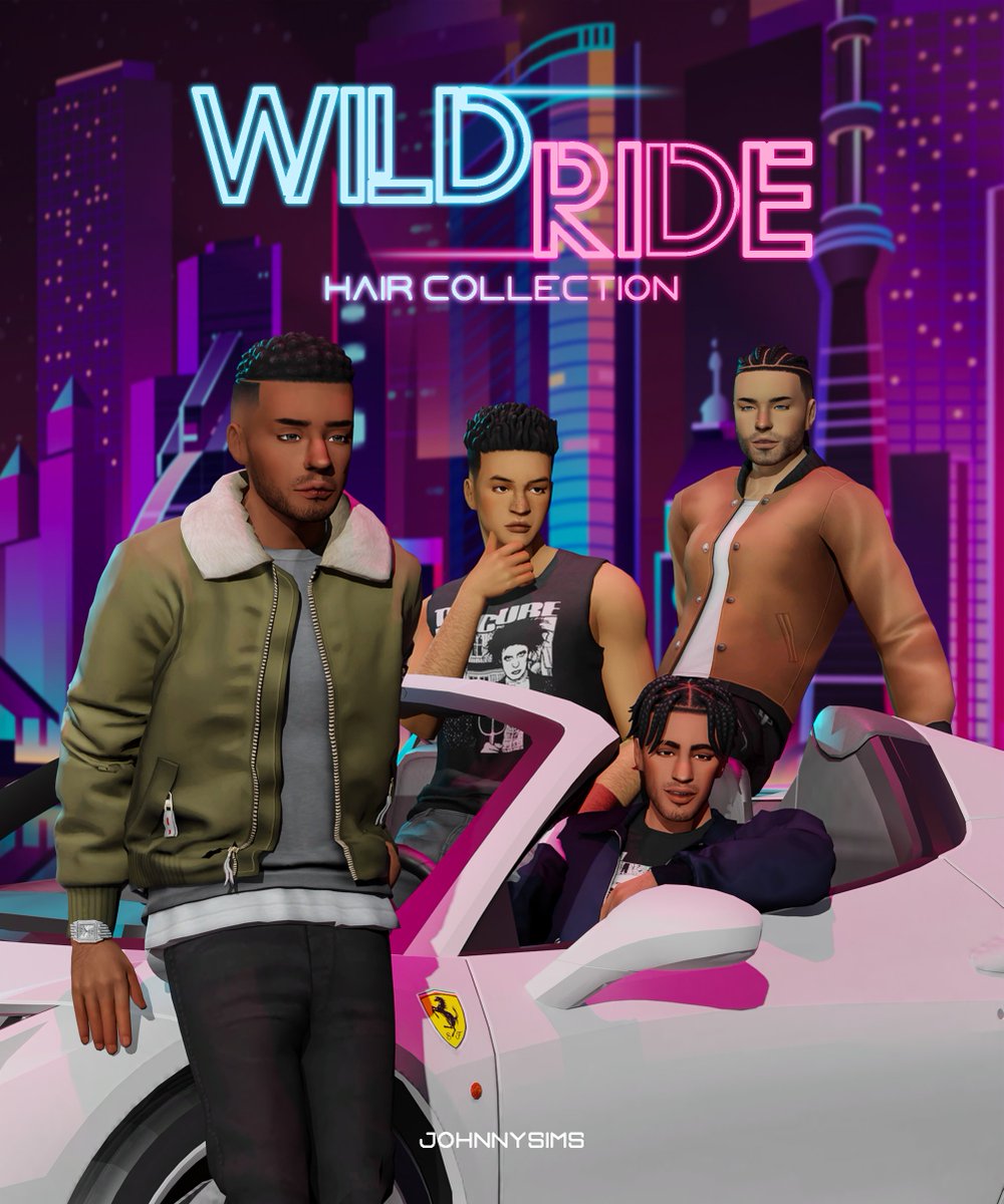 john_gylor's tweet photo. Wild Ride Hair Collection is now up for download! ✨

📌https://t.co/Vn0JOxwGtA 
(public release on 8/24)

#TS4 #TheSims4 #sims4cc #s4cc https://t.co/EfcSdIpcu0
