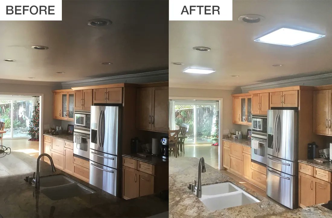 SolatubeHome's tweet photo. Kitchen transformation ✨ Bring your space to its full potential by bringing natural light inside. Call today to get started!
#SolatubeHome #Solatubes #NaturalLighting #KitchenGoals #Lighting https://t.co/oBDD5V7wYW