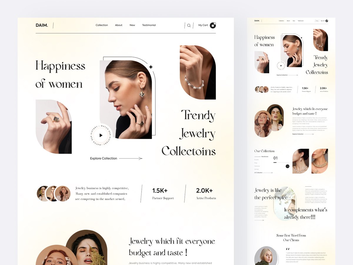 Jewelry website landing Page Design.

Available for work together,
Email: uixshuvo@gmail.com

#Jewelry #Jewelrywebsite #webui #uiuxdesign  #webdesign #website #UI #uidesigner #ecommerce #landingpage #uidesign #websitedesign  #webdesigner #web #interfacedesign #figma #uixshuvo