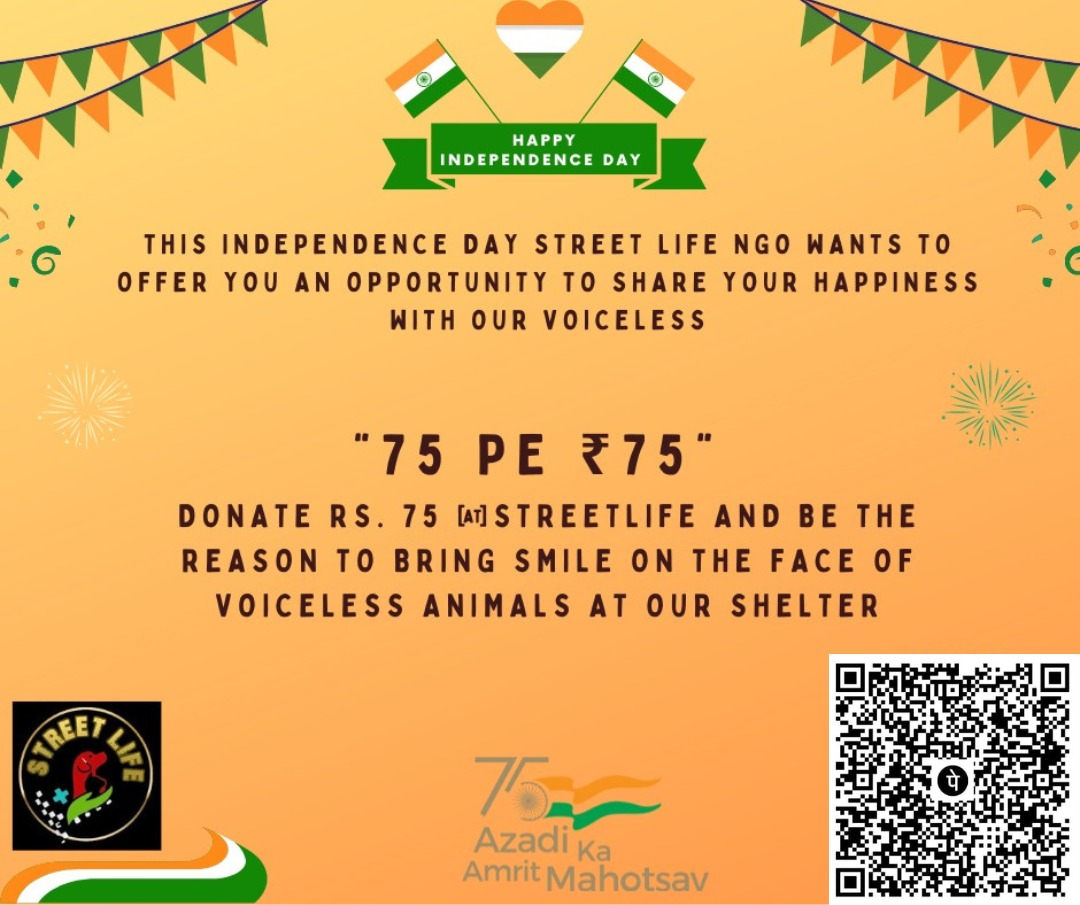 StreetLifeCause's tweet photo. @StreetLifeCause is celebrating 75 years of INDEPENDENT INDIA - Azadi k Amrit Mahotsav

 "75 pe Rs 75" CAMPAIGN

Earn yourselves a chance to share your happiness with the voiceless

#IndependenceDay2022 #75YearsofIndipendence #AzadiKaAmritMahotsav #DonateOrShare #75pe75 https://t.co/uwO2VTnsXP