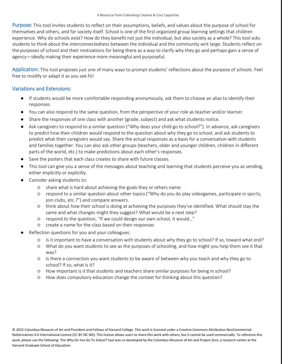 Here is an idea to begin the year. Comes out of Cultivating Creative &amp; Civic Capacities research project w/<a href="/columbusmuseum/">Columbus Museum of Art</a> &amp; <a href="/ProjectZeroHGSE/">Project Zero</a> columbusmuseum.org/wp-content/upl…  #tlap #LearnLAP #dtk12chat #k12artchat