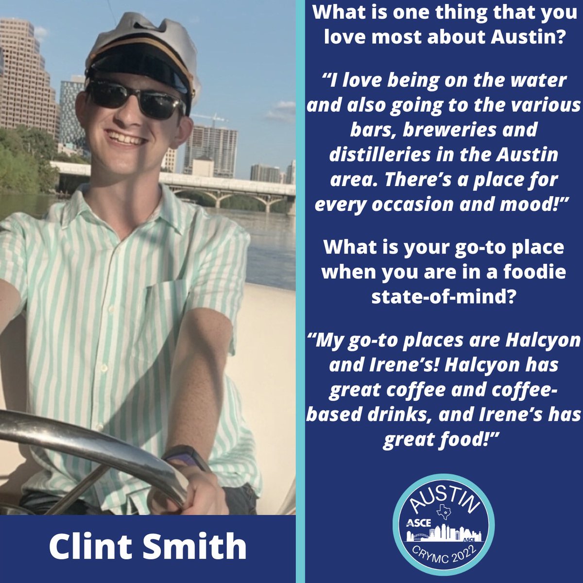 atxcrymc's tweet photo. Meet the CRYMC 2022 Committee - Clint Smith 👋

Register for CRYMC today by heading over to that link below! 📲

https://t.co/FUIzIwFO1D

Registration has been extended and will also be available on-site. ✅

See y’all Friday! 🤠

#ThisIsASCE #ASCEMadeMe #ASCE #CRYMC2022 https://t.co/8GZqRsPdNP