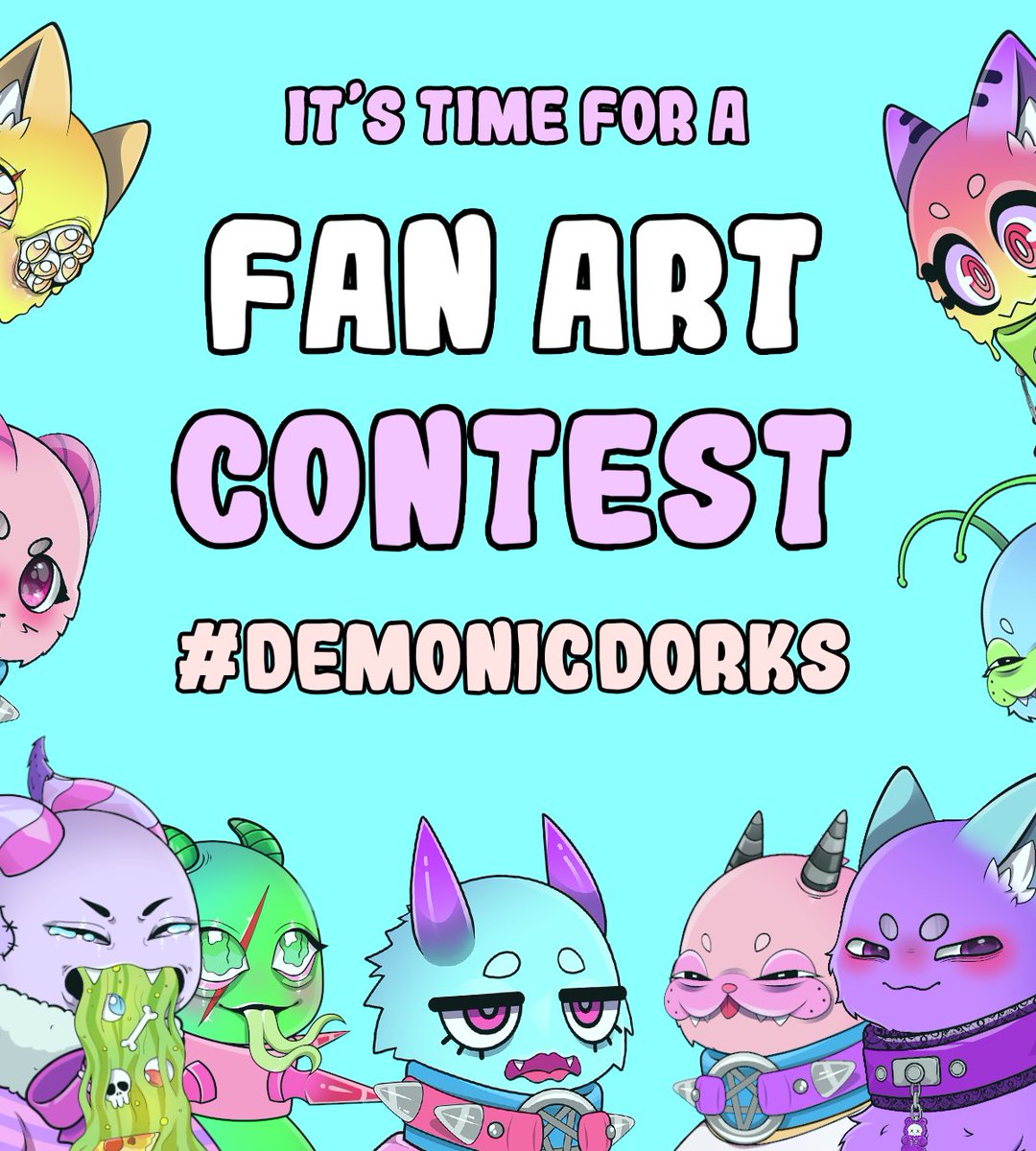 DemonicDorks's tweet photo. ✨ DORKY FAN ART CONTEST ✨

To enter 👇

· Create some Demonic Dorks themed artwork
· Tweet the art
· Tag @DemonicDorks 
· Use hashtag #DemonicDorks

The team will judge the entries &amp; 5 winners will each receive 2 FREE Demonic Dork NFTs!

Deadline: Tues 16 August ✅

Good luck! https://t.co/6L4i00dzKQ