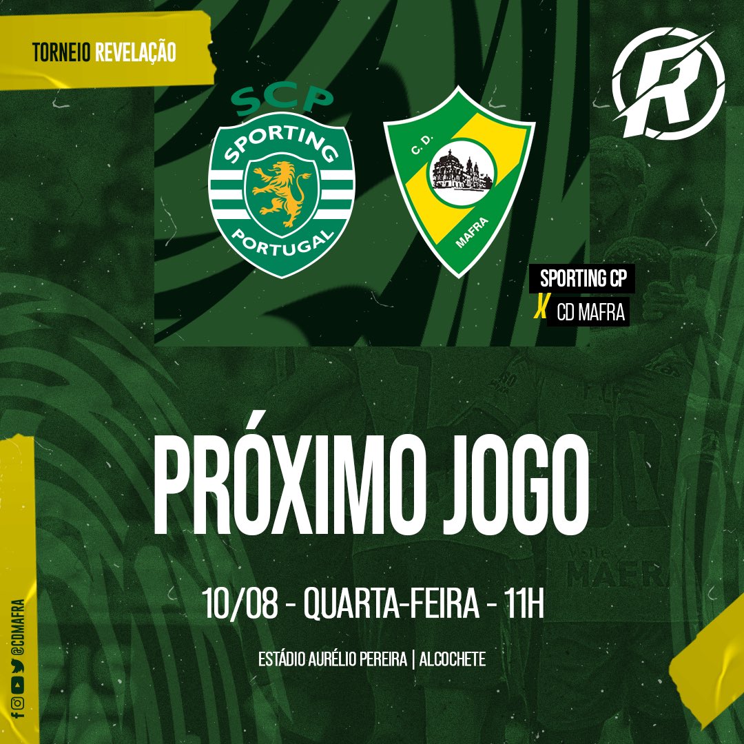 𝗔𝗺𝗮𝗻𝗵𝗮̃ é dia de #SUB23CDM 🤩

🔜 Encontro marcado às 11H, em Alcochete, para defrontar o @Sporting_CP. A entrada 🎫 é livre!

#TodosSomosMafra #TorneioRevelação