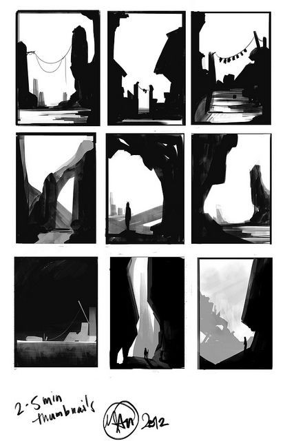 @gothcat_emilie The most important thing imo is to block-in big shapes that are drastically different in values - this way whatever you work on will always have that nice punch and won't melt into one big mess 