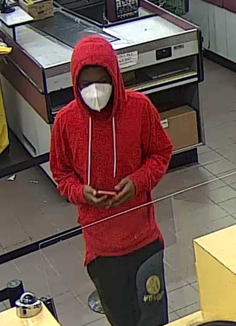 FBIHouston's tweet photo. #WANTED 'Little Red Robbing Hood' for 8/6 robbery of First Convenience Bank at 5367 Antoine Dr. Suspect is described as a black man in his late teens to early 20s. He wore a red hooded sweatshirt, black pants, and a white N95 face mask. Call 713-222-TIPS @CrimeStopHOU #HouNews https://t.co/Z6Ykobkdpw