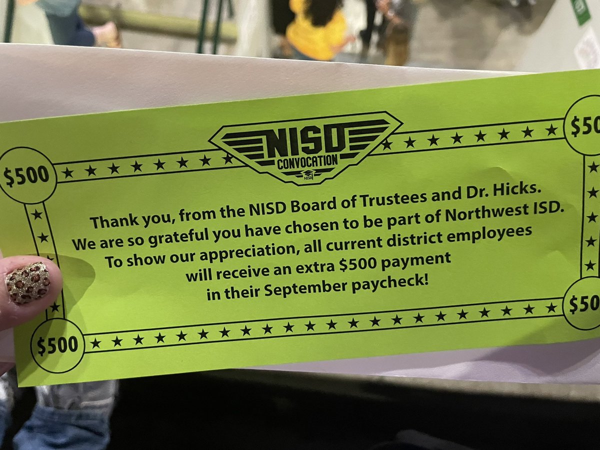 Laura Koehler, Ed.D. (@l_koehler) on Twitter photo This just happened <a href="/NorthwestISD/">Northwest ISD</a> convocation!! And then they DOUBLED it!! $1000! #TheyGetIt #BlessedAndGrateful #ThankYouNISDBoard This just happened <a href="/NorthwestISD/">Northwest ISD</a> convocation!! And then they DOUBLED it!! $1000! #TheyGetIt #BlessedAndGrateful #ThankYouNISDBoard