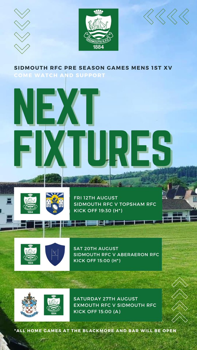 SidmouthRFC (@sidmouthrfc) on Twitter photo πRugby is back at the Blackmore πStart your weekend off this Friday 7.30pm v <a href="/TopshamRFC/">Topsham RFC</a> The bar will be open!!
<a href="/philldollman/">Phillip Dollman</a> @chriswhitehead <a href="/VX3apparel/">VX3</a> @Dukessidmouth <a href="/ClearvacInt/">Clearvac International</a> <a href="/FordsSouthWest/">Fords</a> πRugby is back at the Blackmore πStart your weekend off this Friday 7.30pm v <a href="/TopshamRFC/">Topsham RFC</a> The bar will be open!!
<a href="/philldollman/">Phillip Dollman</a> @chriswhitehead <a href="/VX3apparel/">VX3</a> @Dukessidmouth <a href="/ClearvacInt/">Clearvac International</a> <a href="/FordsSouthWest/">Fords</a>