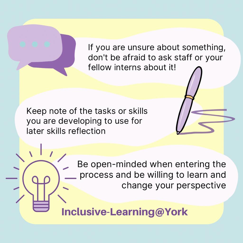 Thinking of applying for a student internship? Do you have an intern joining your team? 

Check out these tips from our past Inclusive-Learning student partners☺️🗂️