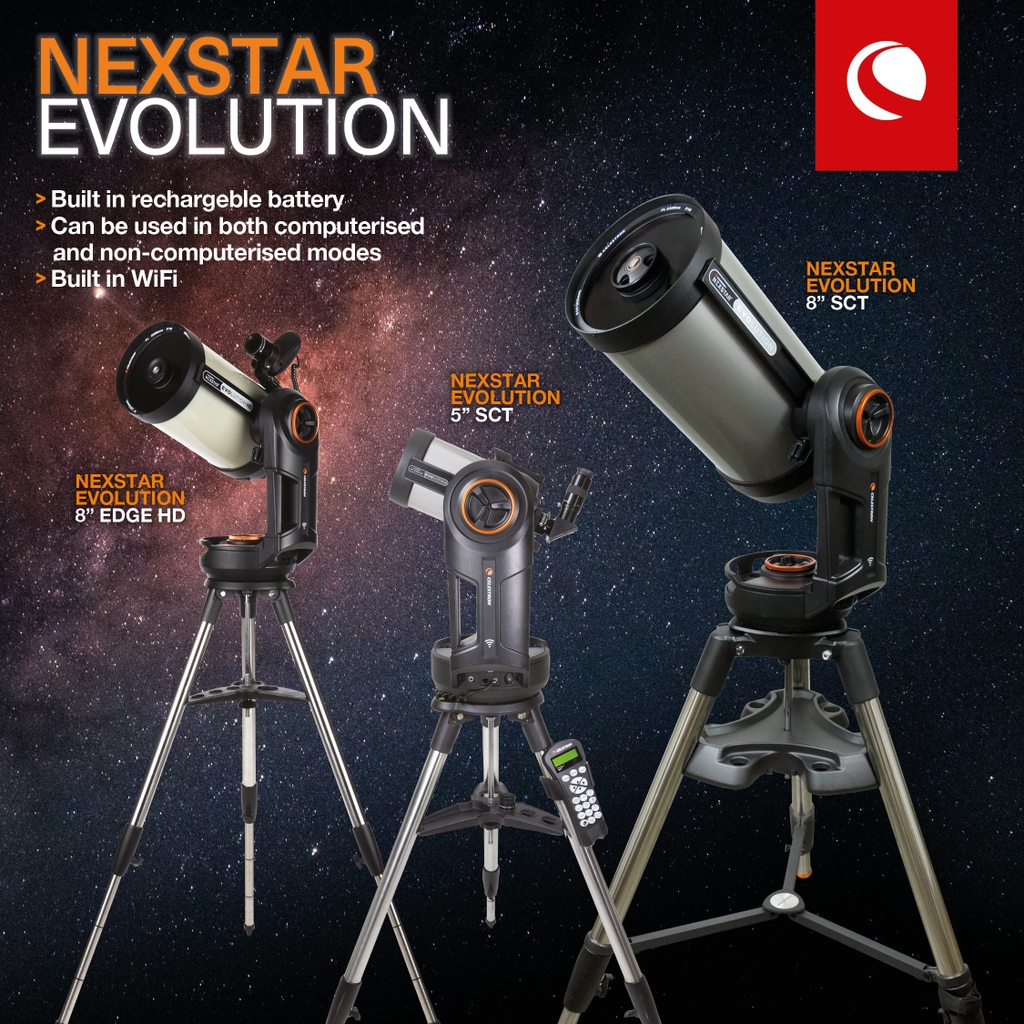 celestronuk's tweet photo. The NexStar Evolution are the first Schmidt-Cassegrain telescopes with integrated WiFi!
Connect your device to NexStar Evolution’s built-in wireless network, and explore the universe with the Celestron mobile app for iOS and Android.
🔭🌌🪐☄️🛸👽
#nexstarevolution #celestronuk https://t.co/iIZvT32XFX