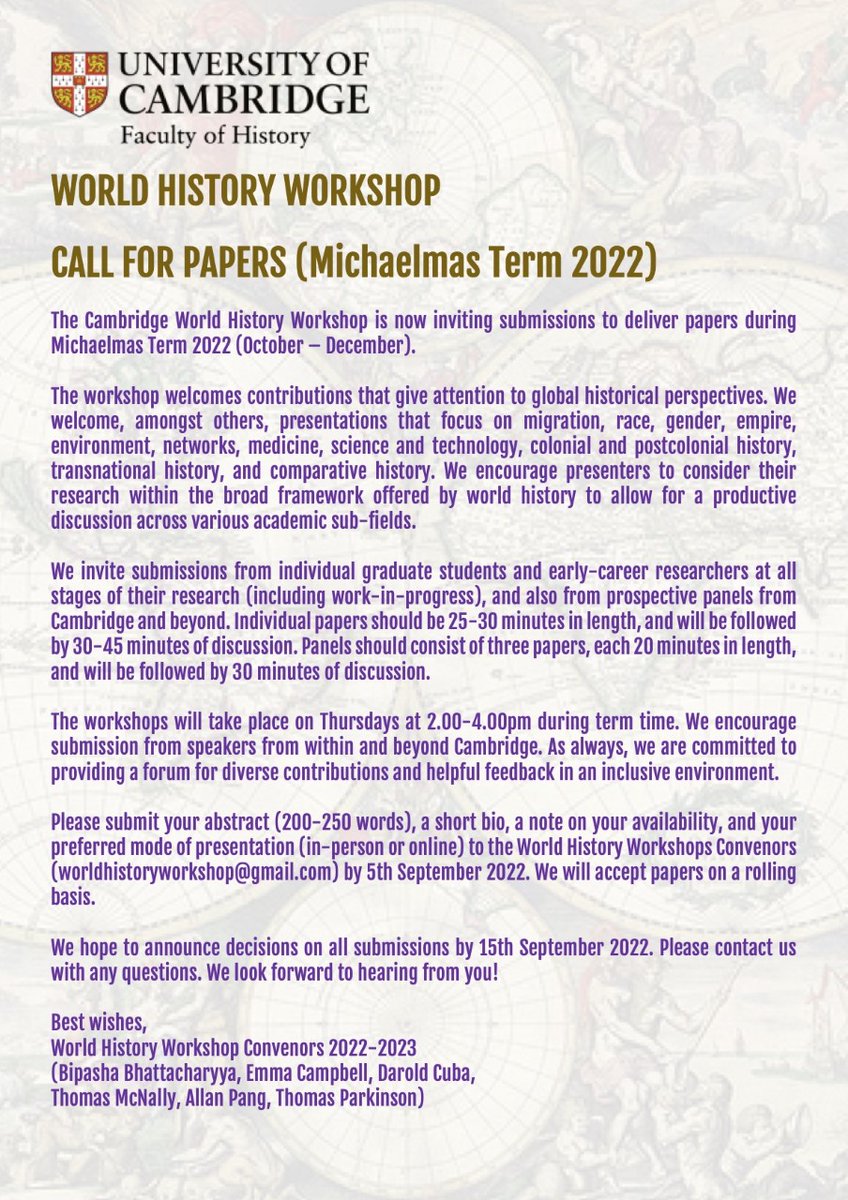 Cambridge World History on Twitter "🚨 CFP 👋 The Cambridge World History is inviting