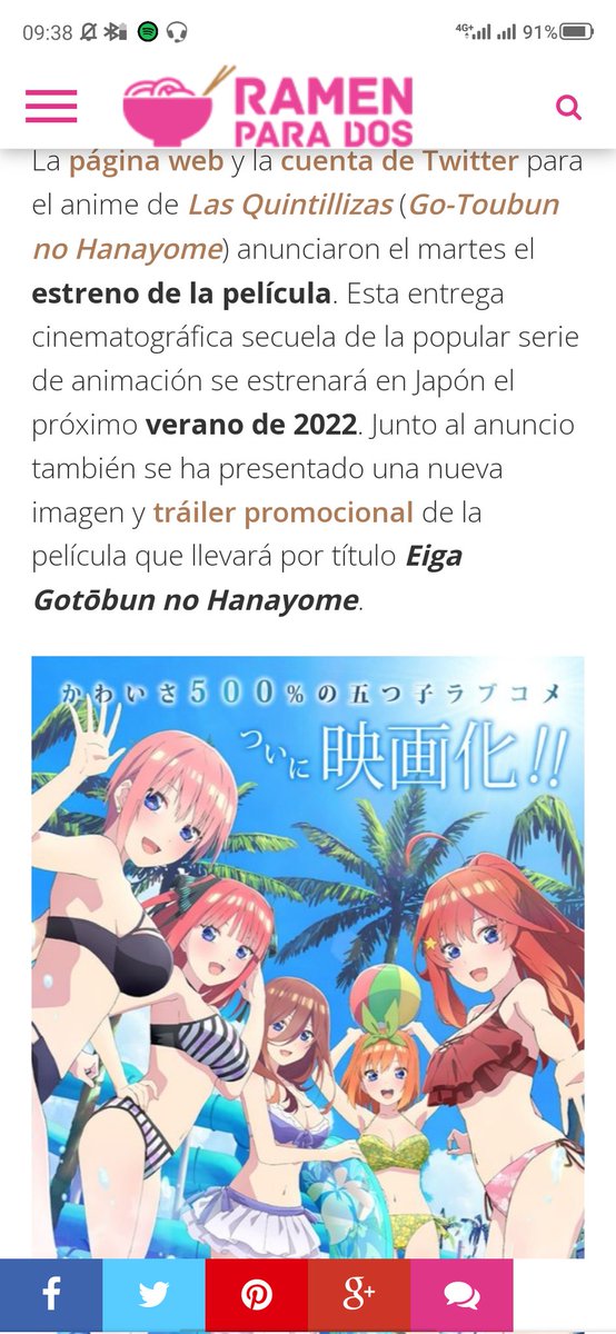 ngs7785's tweet photo. @CineYelmo  muy buenas me gustaría saber si se llegará a estrenar la película :
Las Quintillizas (Go-Toubun no Hanayom en los cines Cinesa de Madrid???? https://t.co/nJlJScz9g0