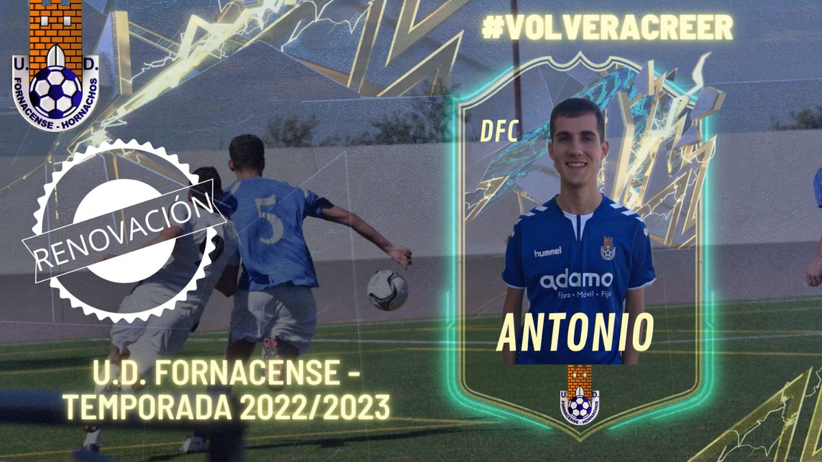 UD_Fornacense's tweet photo. Poco a poco se va formando el equipo,hoy renovamos a nuestro defensa @antoniocastao11.Jugador que se adapto genial al equipo en su primer año haciendose con un hueco en la defensa.Un año más lucirá los colores de la @UD_Fornacense te deseamos mucha suerte #volveracreer 💙🤍 https://t.co/gEEbuqVCiv