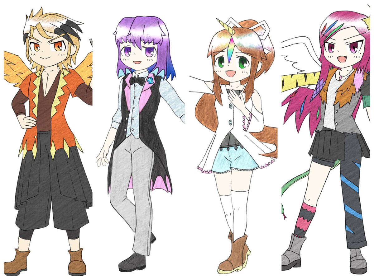 今回の爪舞くん登場で、2年前描いた一次創作のキャラクター4人が全員華胥京キャラとなりました
だいぶデザイン変わってる人もいるけど 