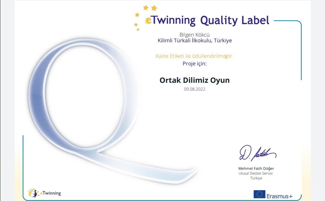 Okulumuzda <a href="/blgenkkcu/">bilgen kökcü</a> ve <a href="/srcnadgzl/">Serçin A. SÜERDEM</a> tarafından yürütülen üç <a href="/tretwinning/">eTwinning Türkiye</a> projemiz kalite etiketi almaya hak kazanmıştır. Öğretmenlerimizi ve öğrencilerimizi tebrik ederiz 🎉 <a href="/tcmeb/">Millî Eğitim Bakanlığı</a> <a href="/mebyegitek/">Yenilik ve Eğitim Teknolojileri Genel Müdürlüğü</a> @etwzonguldak <a href="/zuleyhaaldogan/">Züleyha Aldoğan</a> <a href="/Myldz74/">Muzaffer Yıldız</a> @il_milli <a href="/KilimliMEM/">Kilimli İlçe Milli Eğitim Müdürlüğü</a>