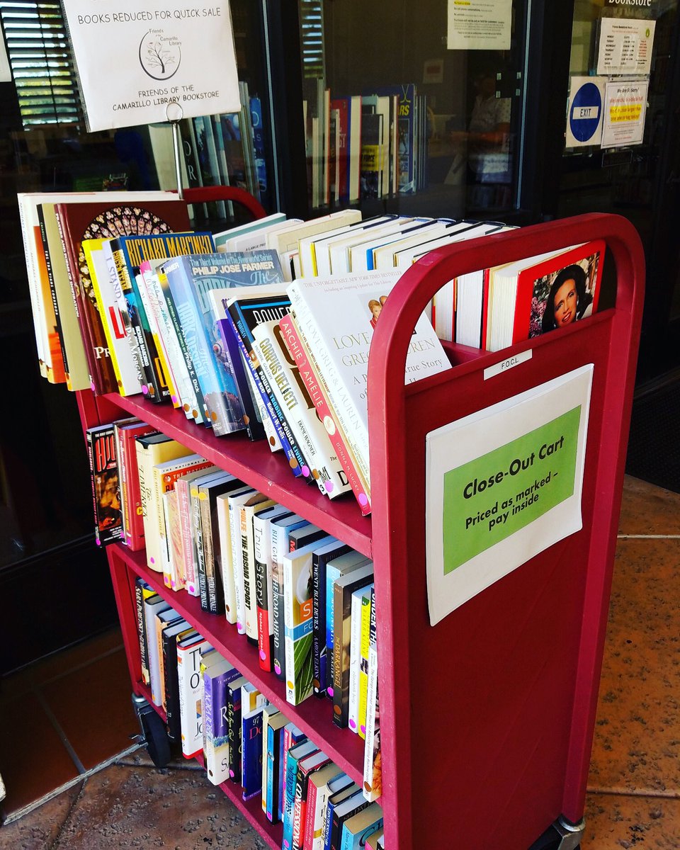 camarillobooks's tweet photo. Browse through our Red Close-Out Cart located outside the bookstore. Prices as marked. Pay inside.

#friendsofthecamarillolibrary #nonprofit #volunteers #camarillo #friendsbookstore #read #books #magazines #CDs #DVDs #puzzles #bookstore #amreading #friends #donate #shopforbooks https://t.co/KhtlXXNwcB