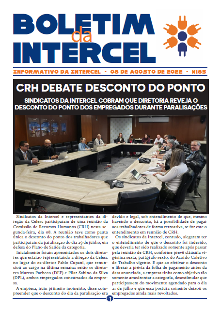 ScSinergia's tweet photo. Desconto do Ponto na Paralisação e PLR 2022 são temas de debates entre Sindicatos da Intercel e Diretoria da Celesc.
Confira no Boletim da Intercel 185.
#celesc #celescpública #nenhumdireitoamenos #intercel https://t.co/ucUV5yGKpa