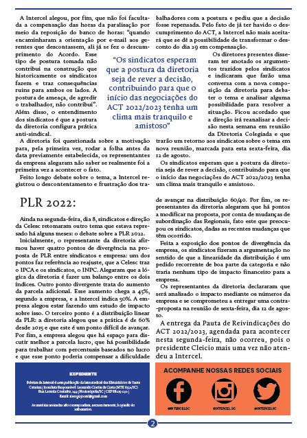 ScSinergia's tweet photo. Desconto do Ponto na Paralisação e PLR 2022 são temas de debates entre Sindicatos da Intercel e Diretoria da Celesc.
Confira no Boletim da Intercel 185.
#celesc #celescpública #nenhumdireitoamenos #intercel https://t.co/ucUV5yGKpa