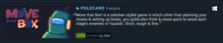 crashykkgames's tweet photo. We got another positive curator review!
#earlyaccess #released #steam #rpgmaker #rpgmakermv #indiegame #indiedev #gameart #gamedev #pixelart #MoveThatBox https://t.co/8tL0B2ZAL2