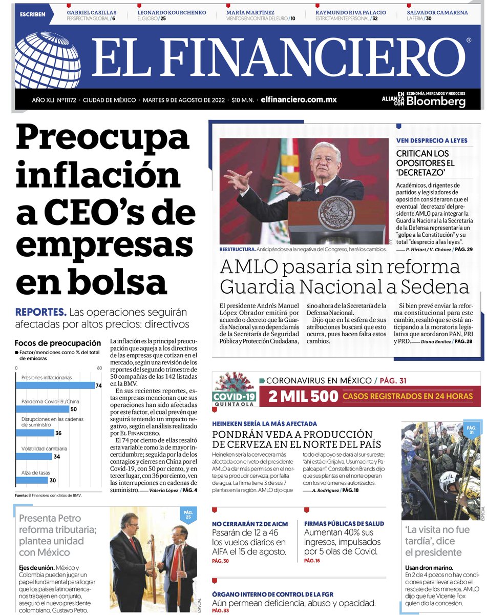 !Buen día! 

Te compartimos las #portadas de periódicos 📰 especializados en el sector #economía de 🇲🇽

Que tengas un excelente martes.

#ADarle 💪