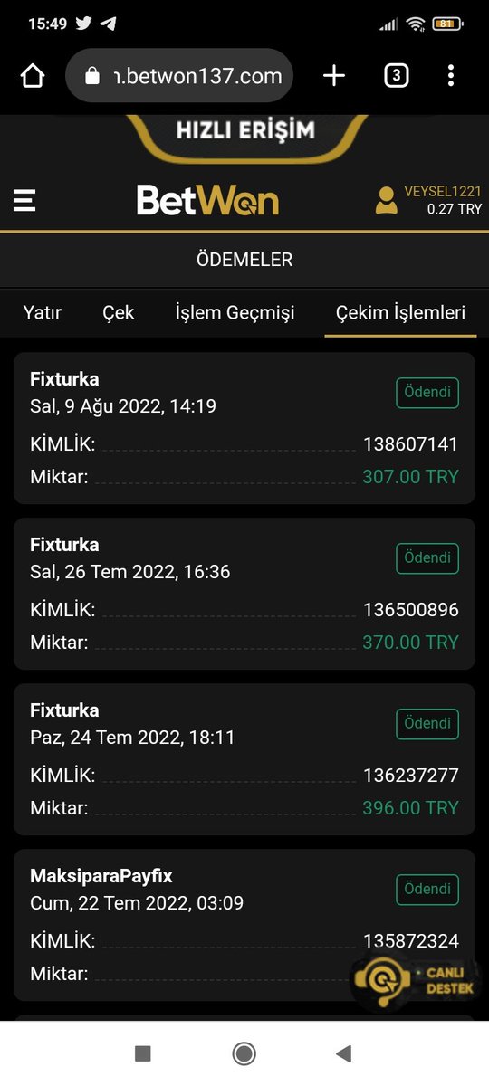 1clkusu's tweet photo. @Betwontr Teşekkürler betwon 5 dakikada çekim https://t.co/8ia10EYeHK