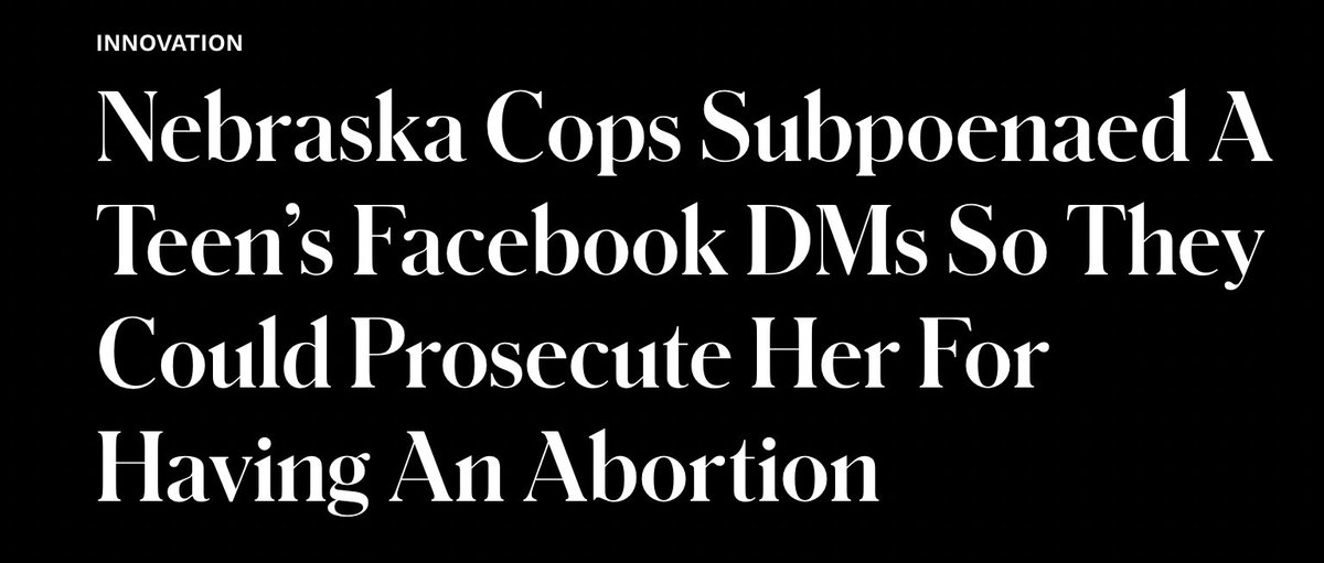 JesseLehrich's tweet image. Facebook is already turning over users' private data to aid abortion prosecutions. this is a huge deal.
forbes.com/sites/emilybak…