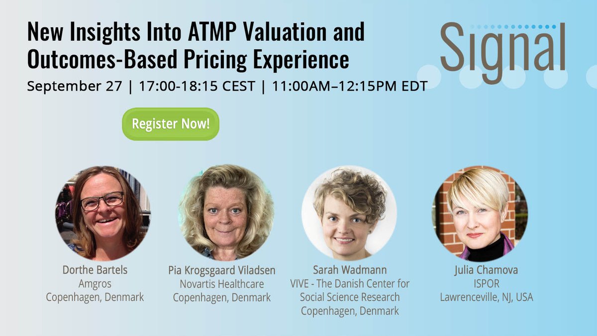 ISPORorg's tweet image. Have you heard the Danish experience with advanced therapy medicinal products (#ATMPs)? There are groundbreaking opportunities for treatments. Learn more at our September 27 #ISPORSignal episode! ow.ly/IWON50Kfbqy