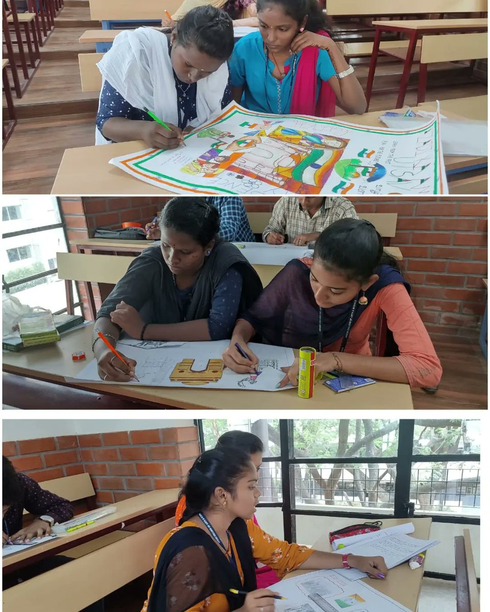 avichi_nss's tweet photo. Avichi College of arts and science On account of Azadi ka Amrit Utsav. ( 75 th Independence day Celebration ) NSS along with the Department  of Commerce organised and conducted Collage and Drawing Competition on 06.08.2022.@nss_tamilnadu @NssUnom @NSSChennai @avichi_nss https://t.co/A5IxTZXltB