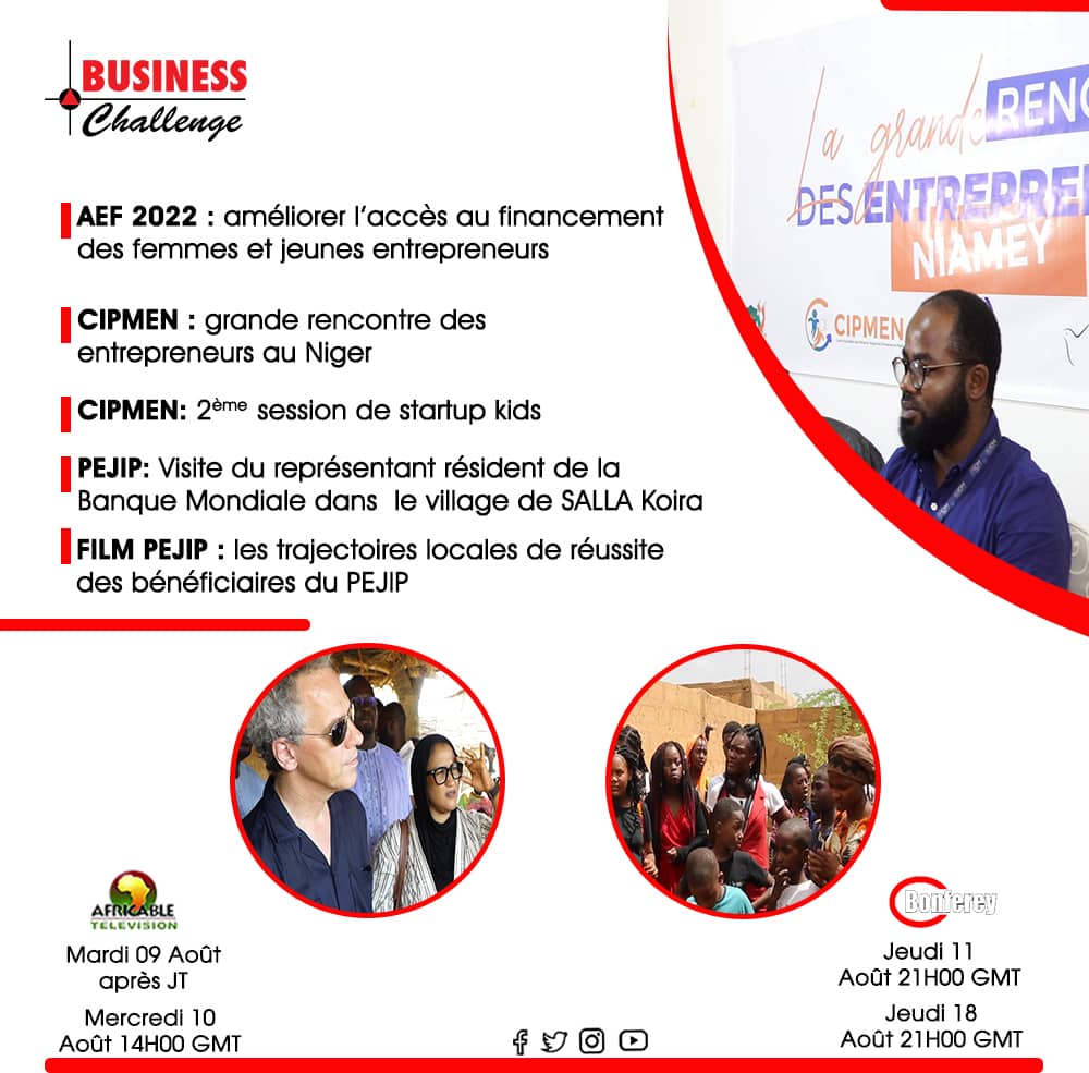 Pour toujours vous éclairer sur les opportunités et l'essor économiques de notre pays, votre émission Business Challenge sera diffusée ce soir sur Africable télévision et jeudi sur Bonferey.

Impact Com.Media