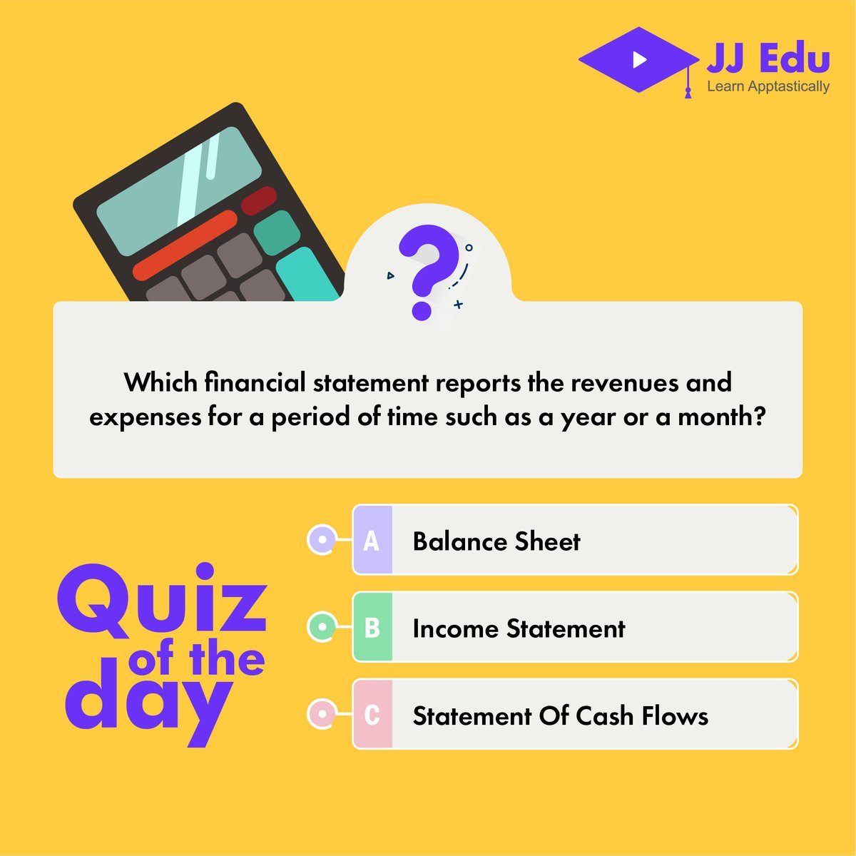 JJEDU4's tweet photo. Let’s see how much aware you are. Answer this simple question in comments section. We are waiting for your answers.
#studyonline #app #downloadnow #jjedu #accounts #accounting #studyathome #jjedutech #learnapptastically #comprehensivelearning #learning #appstore #quiz #caquiz https://t.co/eNMlAgVLYc
