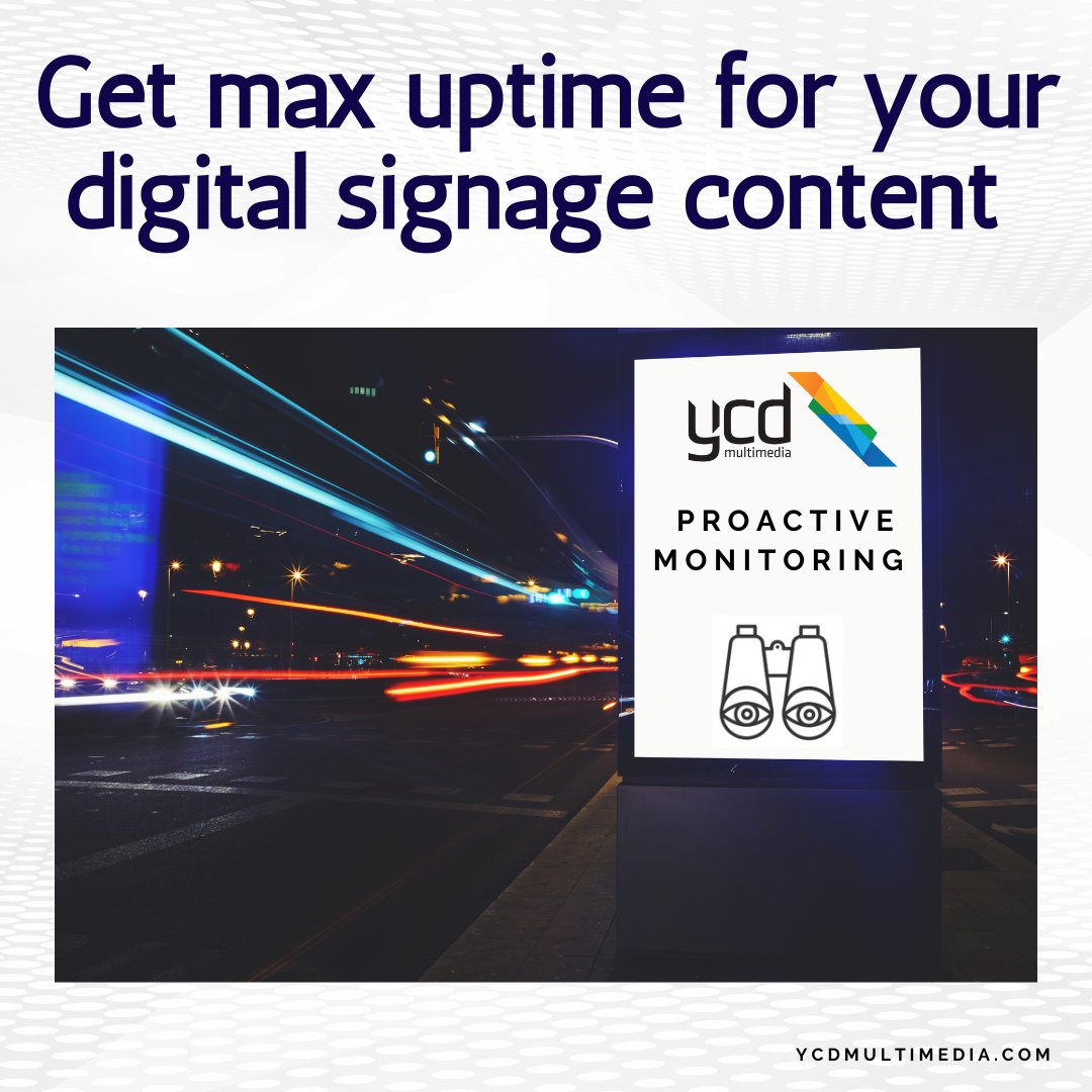 YCDMultimedia's tweet photo. Get max uptime for your digital signage content with our Proactive Monitoring service. Learn more: https://t.co/Yj2zMlB0Lr  

#digitalsignagemonitoring #digitalsignage #digitalsignagenetwork #YCD https://t.co/TFUQqbEwn4