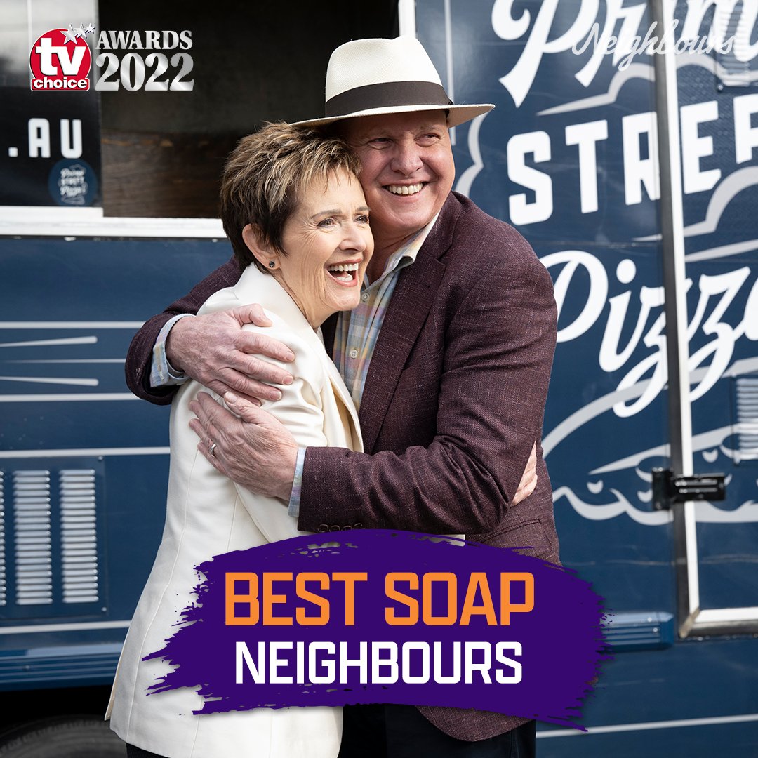 We're nominated for Best Soap at this year's <a href="/TVChoice/">TV Choice</a> Awards! 🤩

You have until midnight on Friday 19th August to vote for #Neighbours at the link below! 🎉⬇️

awards.tvchoicemagazine.co.uk/vote?utm_sourc…