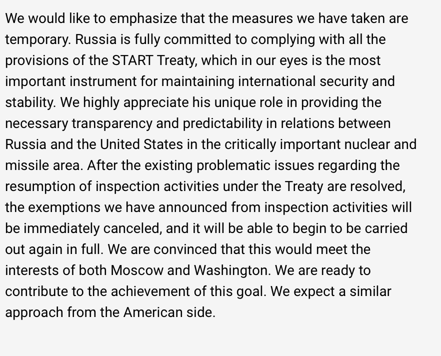 <THREAD>Russia announced yesterday that it was temporarily withholding permission for New START inspections. What does this mean?

Here’s Google Translate’s (very impressive) translation of the Russian statement.

mid.ru/ru/foreign_pol…

(1/n)