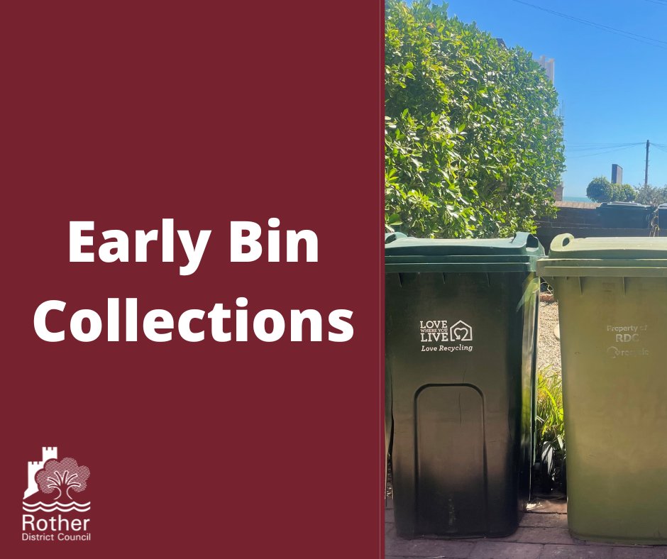 Due to the high temperatures forecast this week, there will be an earlier start for household waste, recycling and garden waste collections from tomorrow, Wednesday, August 10.  Please make sure on collection day that your containers are presented by 6.30am.