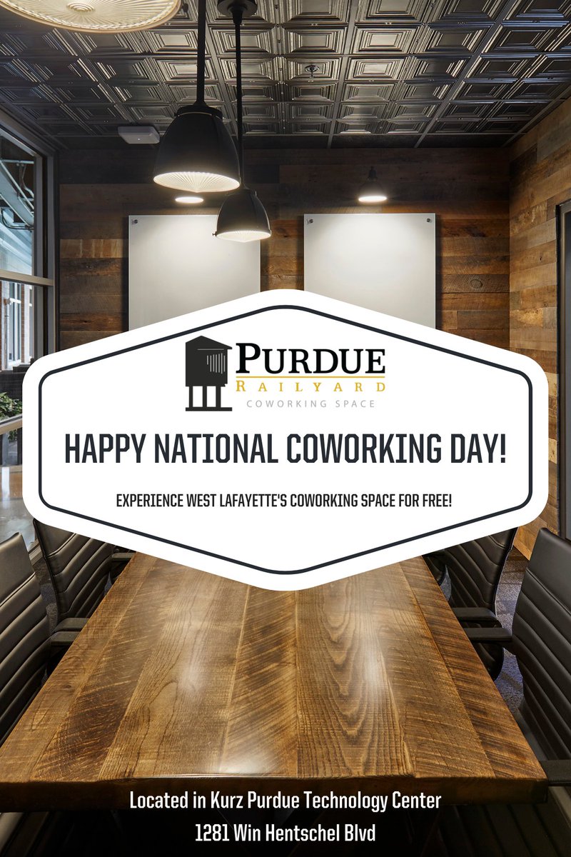 Happy National Coworking Day! 🚂 Looking to escape your home office for the day? Come join us for a FREE day to experience your local coworking space. #purduerailyard #coworking #entrepreneurmindset #remotework #NationalCoWorkingDay