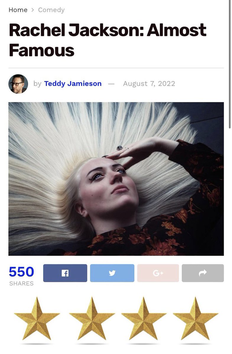 MirthControlCo's tweet photo. A brilliant 4 ⭐️⭐️⭐️⭐️ review for #racheljackson #almostfamous at the @StandComedyClub #edinburgh @edfringe #EdinburghFringe 1320 most days til 28/08 see https://t.co/XMOWfaTJfJ #onetowatch @TeddyJamieson @EntmtNow @TheRock https://t.co/fnctdKaTpR