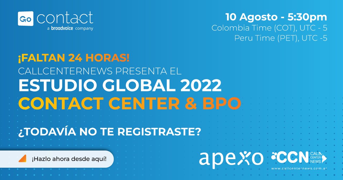 callcenternews's tweet image. #webinargratuito 
Te esperamos mañana, Inscribete ahora desde este link 👉 lnkd.in/dWsD-5jY
@GoContactCloud @ApexoContacto