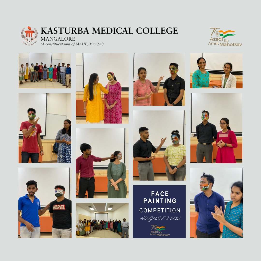 As part of Azadi ka Amrit Mahotsav, the Students' Council 2022-23 conducted a face painting competition yesterday on the theme 'One India, Many Faces'  on August 8, 2022. The winners were Mr. Prajwal ND and Ms. Simran Pinto from the Allied Health Sciences.
<a href="/MAHE_Manipal/">Manipal Academy of Higher Education</a>