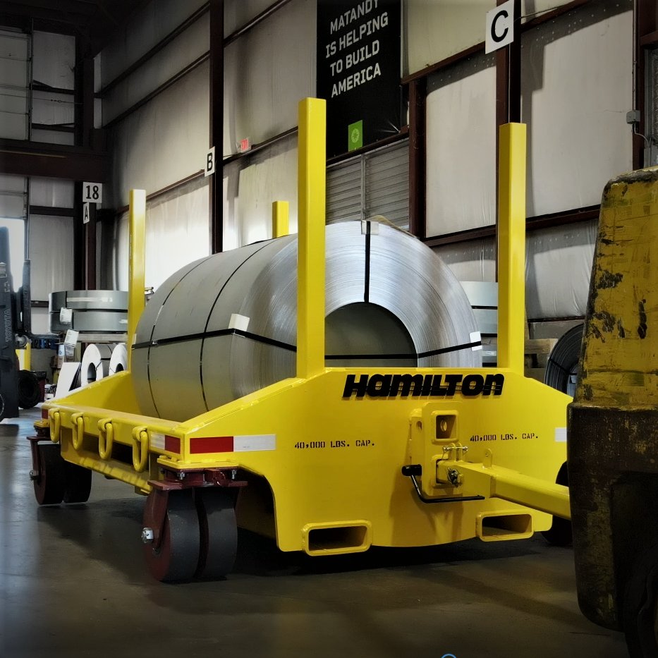 HamiltonCarts's tweet photo. When moving steel coil to areas that are not servicable by crane, think Hamilton Caster.
Coil carts are perfect moving coils between bays, and are not confined to traveling on track.
#coilprocessing #steelindustry #aluminumcoil #materialhandlingequipment https://t.co/SpvMSLoRLX