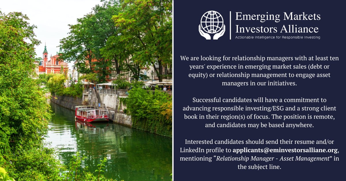 emi_alliance's tweet photo. Are you committed to advancing responsible #investing / #ESG? Do you believe in #sustainabledevelopment? We are looking for experienced Relationship Managers - Asset Management. Write to applicants@eminvestorsalliance.org to apply. See the image for more details. https://t.co/ZOSC2OGSTs