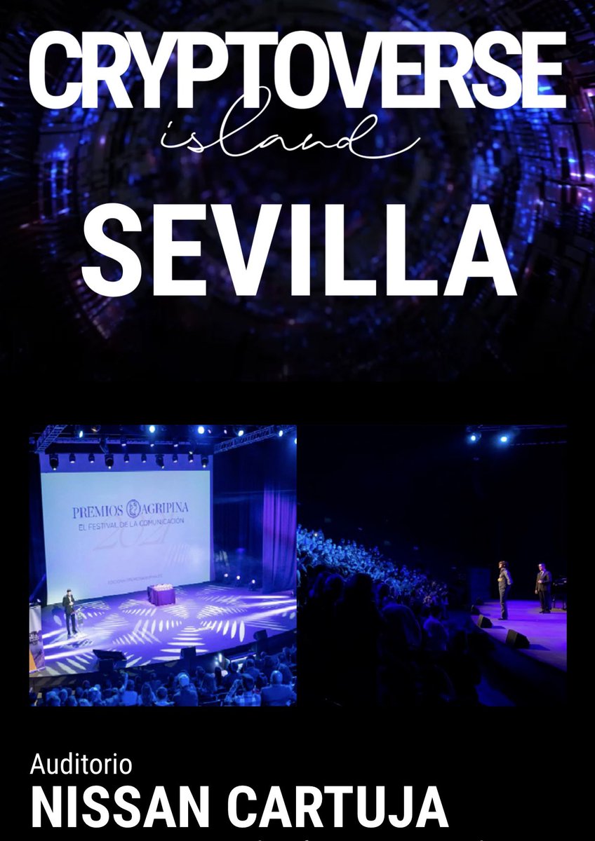cryptoverseisla's tweet photo. Location Unlocked 🔓15-16-17 November Auditorio Nissan Cartuja (SEVILLA) will host the first CRYPTOVERSE ISLAND EVENT.
Renovated in 2021 Auditorio Nissan Cartuja will provide a space for Crypto & NFT enthusiasts.
#cryptoverseisland #nftsevilla #nft #cryptoart #blockchainspain https://t.co/MzAlnfAm96
